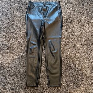 Zara Black Faux Leather Pants with Branded Waistband
